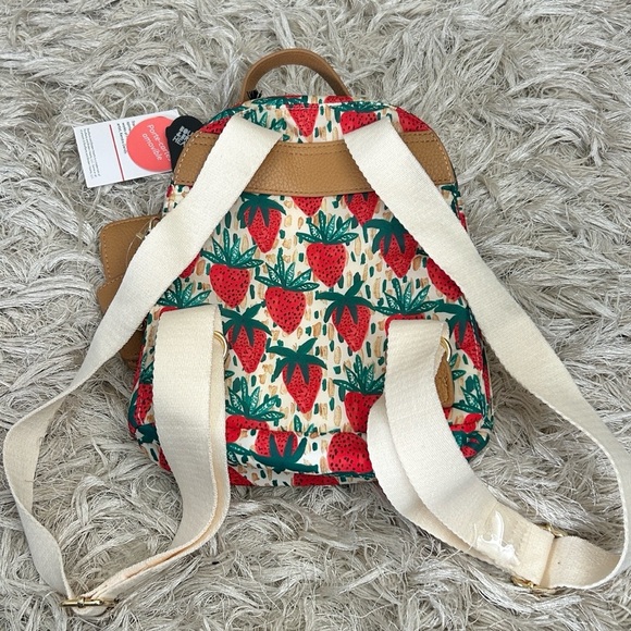 NWT Bouffants & Broken Hearts By Kendra Dandy Strawberry Print Backpack Sold Out - Picture 6 of 7